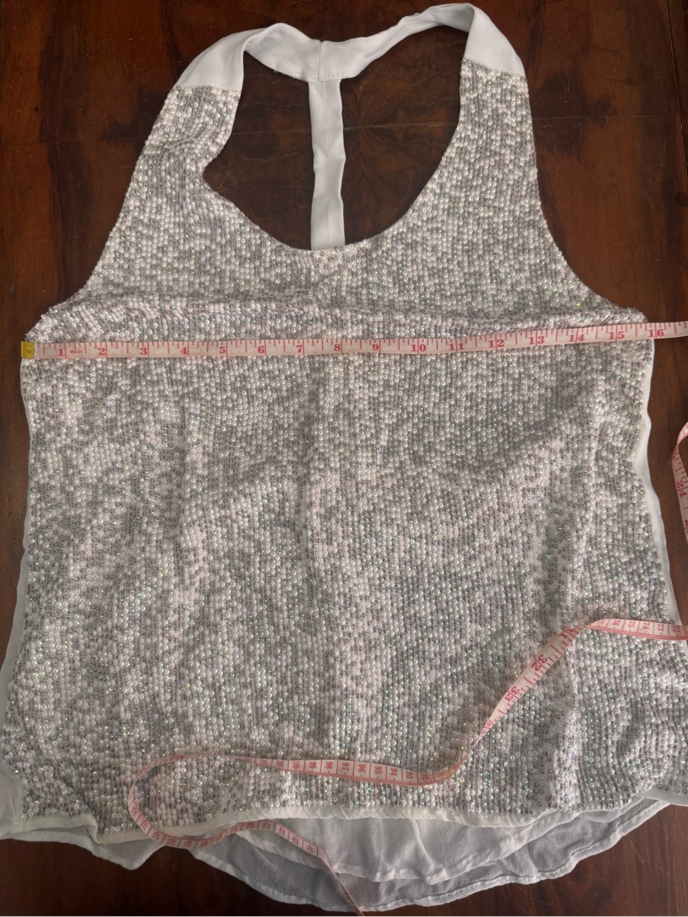 MLV Silver Sequin Racerback Bandeau Top, size L